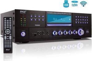 4-Channel Home Theater Bluetooth Preamplifier - 3000 Watt Stereo Speaker Home Audio Receiver Preamp w/ Radio, USB, 2 Microphone w/ Echo for Karaoke, CD DVD Player, LCD, Rack Mount - Pyle PD3000BT