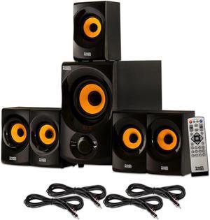 Acoustic Audio AA5170 Home Theater 5.1 Bluetooth Speaker System with FM and 4 Extension Cables