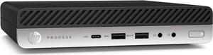 HP ProDesk 600 G4 Mini Desktop Intel Core i5-8500T 2.1 GHz up to 3.5 GHz Intel UHD Graphics 630 8GB DDR4-2666 RAM 256 GB SSD Windows 11 Home, Black - 2YE29AV-E002