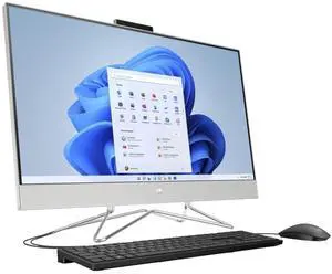 HP 27-dp0056 27" FHD IPS Intel Celeron G5900T 3.2 GHz 4GB DDR4-2666 MHz RAM 1TB HDD Intel UHD Graphics 610 Windows 11 Home All-in-One Desktop, Silver - 9EF15AA-I601