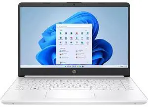 HP 14-dq0802ds 14" Intel Celeron N4120 1.1 GHz up to 2.6 GHz 4GB DDR4 64GB eMMC Intel UHD Graphics Windows 11 Home Laptop, White - A9ET4UA