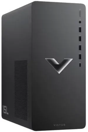 HP Victus 15L TG02-0039 AMD Ryzen 5 5600G 3.9 GHz up to 4.4 GHz 8GB DDR4 256GB PCIe NVMe M.2 SSD NVIDIA GeForce RTX 3060 Windows 11 Home Gaming Desktop, Mica Silver - 575R0AA