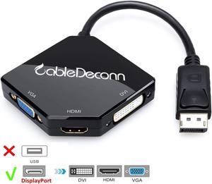 CABLEDECONN Multi-Function Big DisplayPort DP2 to HDMI VGA DVI Cable Converter Adapter