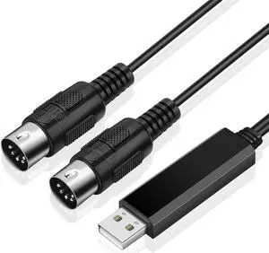 TNP Midi to USB Cable Interface Converter - IN OUT Midi Cable Host Adapter Plug Controller Wire Cord For Keyboard Synthesizer Piano Instrument to Mac Computer PC Windows Laptop Music Studio (6 FT)