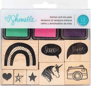 American Crafts Wooden Stamps & Ink Pads Shimelle Glitter Girl 718813594363