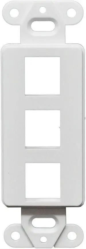 Decorator Style Keystone Jack 3 Port Modular Wall Insert Cover Plate White
