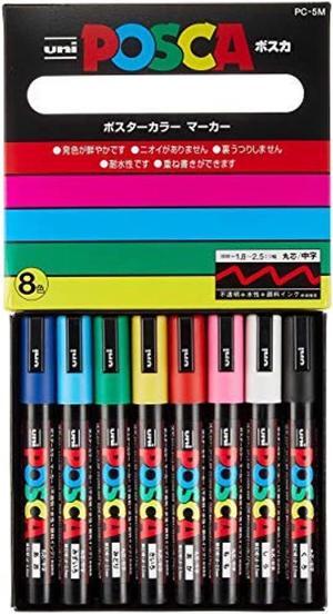 Mitsubishi Pencil Water-based Pen-Poska Medium letter round core 8 colors PC5M8C Japan