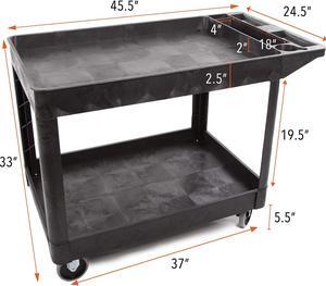 Stand Steady Original Tubstr Extra Large Utility Cart - Heavy Duty Tub Cart Holds up to 500 Pounds - 2 Shelf, Huge Rolling Cart - Great for Warehouse, Garage and More (45.5 x 24.5 / Black)