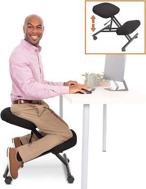 Luxton Ergonomic Kneeling Chair with Extra Padding - Posture Support  Comfortable Office Desk Chair - Angled Rocking Stool & Balancing Seat -  Natural