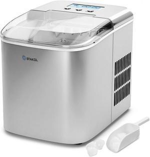 Stainless Steel Ice Maker Countertop 26LBS/24H LCD Display W/Scoop Portable