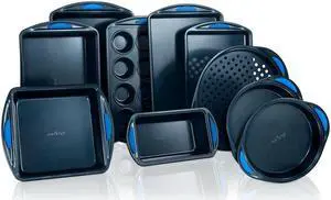 NutriChef Kitchen Oven Non Stick Blue Diamond Carbon Steel 10 Piece Bakeware Set