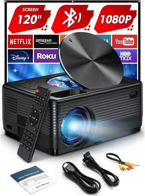 New Mini Projector For Iphone, 1080P Bluetooth Dvd Projector With Built In Dvd Player With 120 Inches Screen, Led Portable Video Projector For Outdoor Family Movie Night Comp