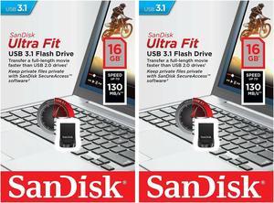 2 Pack SanDisk 16GB USB 3.1 Ultra Fit 16G CZ430 130MB/s SDCZ430-016G Flash Drive