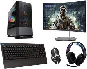 Gaming Computer Bundle  RTX 2060 12GB  i7  16GB RAM  1TB SSD  Curved Monitor  Logitech Keyboard Mouse and Headset