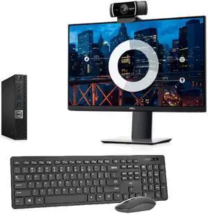Dell OptiPlex 7040 Micro Workstation Bundle | Wireless Keyboard and Mouse | 24in Dell Monitor | Wi-Fi | 1080P Webcam