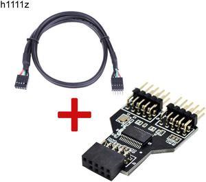 Motherboard USB 9Pin Interface Header Splitter 1 to 2 Extension Cable Adapter 9 Pin USB HUB USB 2.0 Connectors for RGB Bluetooth