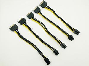 5PCS 20CM SATA to 6pin Graphics Card Power Cable SATA 15pin to 6pin PCIe PCI e PCI Express Adapter Power Supply for Miner Mining