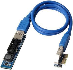 PCI E PCI E Express 1X to 1X Extender Adapter Riser Card USB 3.0 Cable for Miner Mining Motherboard PCI E X1 Slot