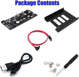 M.2 to USB SATA Adapter SATA Bus NGFF M.2 KEY B to SATA 2.5 with USB 2.0 and 3.5 HDD Bracket Adapter Raiser for 2230 2280 M2 SSD