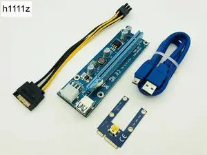 Mini PCIe PCI E PCI Express Riser Card to PCIE Extender 16X SATA to 6Pin IDE Molex Power Cable for BTC ETH Litecoin Miner Mining