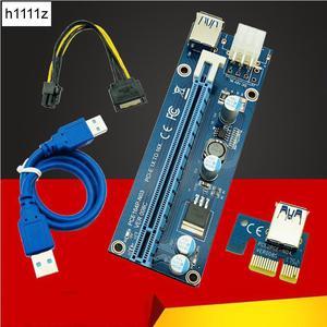 add on card 008C PC PCIe PCI-E PCI Express Riser Card 1x to 16x USB 3.0 Data Cable SATA to 6Pin IDE Molex Power Supply for BTC Miner Machine