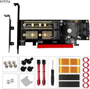 M.2 NVME NGFF mSATA Riser PCIE to M2 Adapter with Gold M.2 Heatsink SSD Cooling PCI Express X4/X8/X16 Raiser