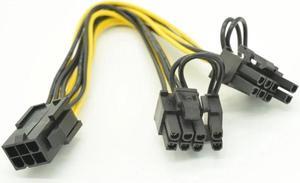 PC DIY GPU 6Pin to Graphics Video Card Double PCI E PCIe 8Pin (6Pin + 2Pin) Power Supply Splitter Cable for BTC Miner Ming 20cm
