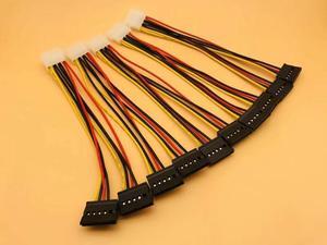 5PCS SATA Power Cable 4pin Male to Serial ATA 15pin x 2 Female Y Hard Drive Cables 20CM Splitter Molex for Bitcoin Miner Mining