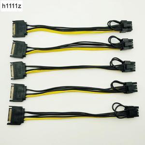 5PCS New 15pin SATA Male to 8pin(6+2) PCI-E Power Supply Cable 20cm SATA Cable 15-pin to 8 pin cable 18AWG Wire for Graphic Card