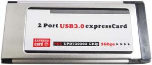 Express to USB 3.0 ExpressCard Adapter 5 Gbps PCMCIA Dual 2 Ports for NEC Chipset 34 MM Slot Express Card Converter