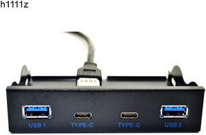 USB Hub USB C Hub 3.5 Inch Floppy Drive Front Panel 2 Port USB 3.0 + 2 Port USB 3.1 Type C 20 Pin Connector For Desktop Computer