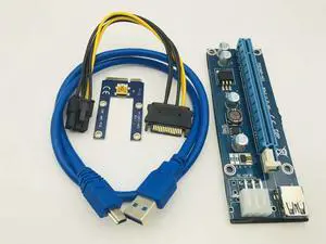 Mini PCI E to PCIe PCI Express 1x to 16x Extender Riser Card 60cm USB 3.0  Adapter SATA 6Pin Power Cable for Bitcoin BTC Mining