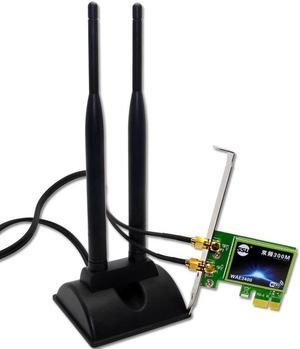 PCIe PCI Express 300M Dual Band 2.4/5G Wireless WiFi Card 6dBi Extension Antenna