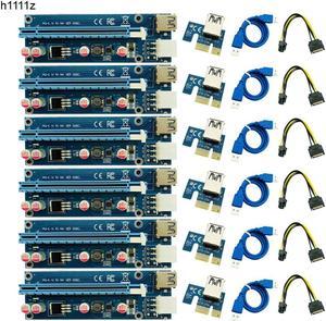 6PCS 006C Riser USB 3.0 PCI E PCI Express Riser Card 1x to 16x GPU Extender Adapter Cable 60cm 6pin Riser Card for BTC Mining