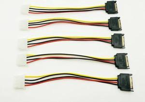 5PCS 20cm SATA 15Pin to 4Pin Power Cable Serial ATA 15pin Male to Molex IDE 4pin Female Power Supply Cable for BTC Miner Mining
