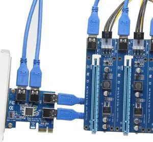 PCIe 1 to 4 Mining Card PCI Express 16X Slots Riser Card PCI E 1X to 16x External PCI e Slot Adapter Port Multiplier for BTC