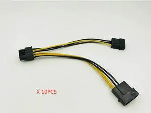 10PCS Dual 4Pin to 8Pin Graphics Card Power Cable Dual 4P to 8P Video Card Power Supply D Port Graphic Card Cable for BTC Mining