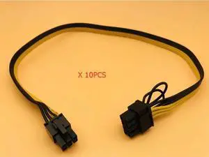 10PCS 6Pin to 8Pin (6+2) Power Cable 50CM Riser Cable Conversion Board Graphics Card Power Supply 18AWG Splitter for BTC Mining
