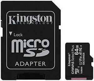 Kingston 64GB micSDXC Canvas Select Plus 100R A1 C10 Card + ADP (SDCS2/64GB)