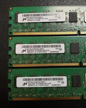 MT18HTF25672AZ-80EH1 Micron 2GB PC2-6400 DDR2-800MHz ECC Unbuffered CL5 240-Pin DIMM Dual Rank Memory Module