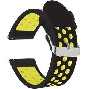 Universal 20mm Width Silicone Watch Band Replacement, Quick Release Rubber Watch Bands for Men & Women 20mm, Black-Yellow Universal 20mm Width Silicone Watch Band Replacement, Quick Release Rubber Watch Bands for Men & Women 20mm, Black-Yellow