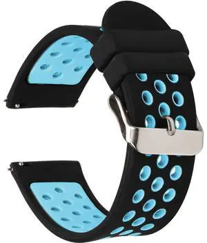 Universal 20mm Width Silicone Watch Band Replacement, Quick Release Rubber Watch Bands for Men & Women (20mm, Black-Blue) Universal 20mm Width Silicone Watch Band Replacement, Quick Release Rubber Watch Bands for Men & Women (20mm, Black-Blue)