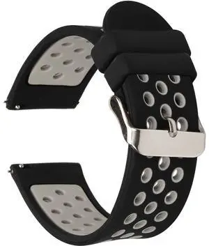 Universal 20mm Width Silicone Watch Band Replacement, Quick Release Rubber Watch Bands for Men & Women (20mm, Black-Grey) Universal 20mm Width Silicone Watch Band Replacement, Quick Release Rubber Watch Bands for Men & Women (20mm, Black-Grey)