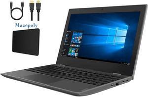 Newest Lenovo 11.6-inch 100e HD LED Display Laptop PC, Intel Quad Core Celeron N3450 up to 2.2GHz Processor, 4GB DDR4, 128GB SSD, Bluetooth, HDMI, Windows 10 Pro w/ Mazepoly Accessories