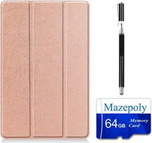 Mazepoly Galaxy Tab A7 (SM-T500/T505/T507) Accessories Bundle:Samsung Tab A7 10.4 inch Smart Rose Gold Case, 64GB Memory SD Card with adapter and Micro-Fiber Touch Screen Stylus Capacitive Pen