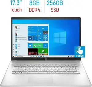 HP 17.3" Diagonal HD+ Touchscreen Display, AMD Ryzen 3 3250u, 8GB DDR4, 256GB SSD, AMD Radeon Graphics, HD Webcam, WiFi 6, HDMI, Bluetooth, 1-Year 365 Office, W10 Home, Mazepoly Accessories