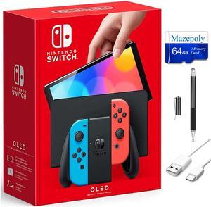 Newest Nintendo Switch 64G OLED Model Bundle Nintendo Switch Console with Neon Red  Neon Blue JoyCon Controllers Vibrant 7inch OLED Screen 64GB Storage HDMI Bluetooth Mazepoly Accessories