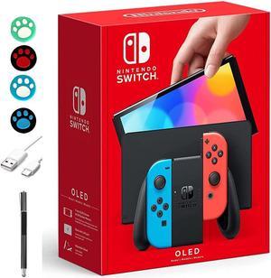 Nintendo Switch 64GB OLED Model Bundle, Nintendo Switch Console with Neon Red & Neon Blue Joy-Con Controllers, Vibrant 7-inch OLED Screen, 64GB Storage, with Mazepoly Accessories