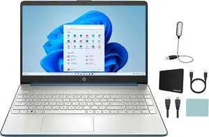 HP 15.6" LED HD (1366 x 768) Laptop, Intel Core i3-1115G4, 12GB RAM, 256GB M.2 NVMe SSD, Spruce Blue, Numeric Keypad, Webcam, Windows 11 Home in S mode + Mazepoly Accessories