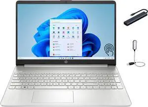 HP 15.6" HD Touch-Screen Laptop, Intel Core i3-1215U, 8GB RAM, 128GB SSD, HDMI, Bluetooth, Wi-Fi, Windows 11 Home in S Mode, Natural Silver with Mazepoly Accessories